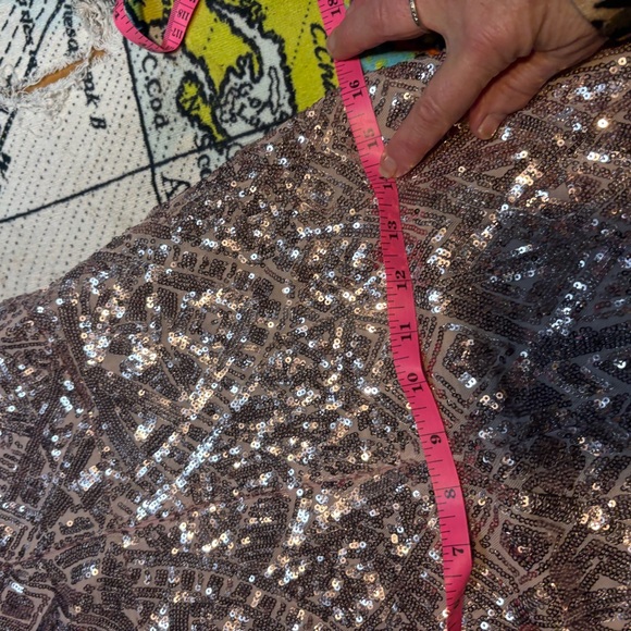Betsy & Adam Sequin Gown in a rose or pink shade size 2 small gown floor - Picture 11 of 16